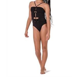 NEW SUBMARINE girls' circle back one piece in black